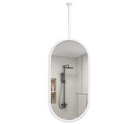 White Metal Oval Bathroom Mirror - Wall Mounted & Ceiling Hanging 50cm x 70cm Perfect for Home & Hotel Vanity Ideal for Makeup & Shaving