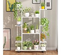 White Metal Plant Stand - Indoor Outdoor Multiple Flower Pot Holder Tall Flower Rack Tiered Plant Stands Large Planter Holder Corner Flower Stand for Living Room