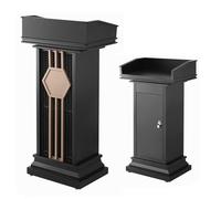 White Metal Podium with Locking Design Double ShelvesIdeal for Conferences Presentations Reception Tables and Event Staging.