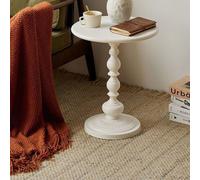 White Metal Round Side Table with Vintage Matte Finish, Anti-Rust Coating, 15.7 in Diameter x 20.5 in Height, Lightweight & Easy to Assemble