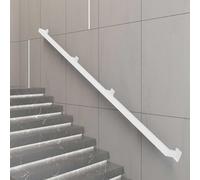 White Metal Stair Railing, 1-20 Ft Durable Wall-Mounted il, Square Tube for Indoor/Outdoor Steps, Safety Bars for Decks and Patios, Sturdy Guardrails