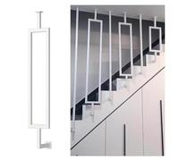White Metal Stair Railing Post 240/200/180/150cm - Interior Stair Falling Prevention Baluster for Stairways Level Floors Slope Loft & Corridor Fencing (40"/101cm Height)