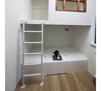 White Metal Step Ladder for Home Loft, 100cm-300cm Height Entrance Egress Ladder Wall Mounted, Basement Window Well Egress Ladder Fire Escape Ladder for Attic,Dorm,Library,Bunk Bed