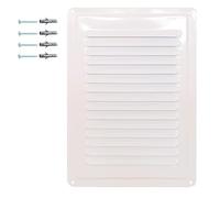 White Metal Ventilation Grille - Galvanised Steel Air Vent Cover RAL 9016 for Indoor & Outdoor Use - Powder-Coated Air Diffuser for Wall or Door (18x25 cm / 7"x10")