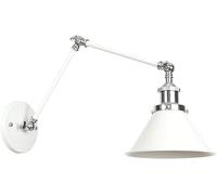 White Metal Wall Lights Adjustable Swing Arm Industrial Modern Wall Lighs Reading Light Adjustable Farmhouse Vintage Wall Sconce Indoor for Living Room Hallway Stairway Porch