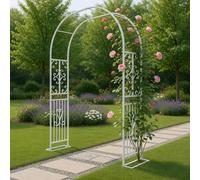 White Metal Wedding Arch 260x40x230cm Garden Arch for Patio & Pathway Easy Assembly Rust Resistant Coating Perfect for Outdoor Events & Plant Support