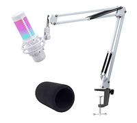 White Mic Arm Compatible with HyperX QuadCast S - Premium QuadCast S Microphone Boom Arm for Gaming, Streaming by YOUSHARES