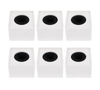 White Microphone Flag Cube 37mm Id 6pcs Interview Prop | Plastic Square Set, Portable Build, Simple Setup for Press Conference Use, Handheld Reporter Station Accessory