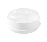White Microwave Steamer - Steamer with Flat Lid | Cooking Utensils, 3 Levels for Fast and Healthy Cooking, Stackable Design With Vegetables, Fish, BPA Free