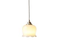 White Milk Flower Pendant Lights Kitchen Island Light Over Sink Resin Shade Vintage Gold Single Hanging Ceiling Lamp Antique Farmhouse Chandelier for Bedroom Dining Room Hallway Bedside Made in China