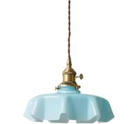 White Milk Glass Farmhouse Pendant Lights Brass Flower Shape Green Hanging Ceiling Lamp Kitchen Island Nordic Modern French Blue Chandelier Pink Light for Girls Bedroom Restaurant Dining Room