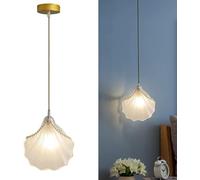 White Milk Glass Pendant Light Nordic Modern Pendant Lighting Fixtures Pearl Deco Sea Shell Ceiling Hanging Lamp French Chandelier for Dining Room Bedroom Kitchen Island Farmhouse
