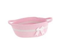White Mini Cotton Woven Storage Basket 13.6x6x5 Inch with Handle