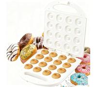 White Mini Donut Maker Compact Electric Doughnut Machine Bakes 16 Mini Donuts 1400W Practical Family Dessert Snack Appliance