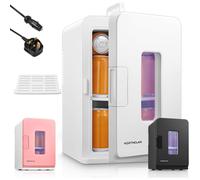 (White) Mini Fridge 15L, 21 Cans Mini Fridges for Bedrooms | AC+12V DC Power Small Fridge for Car