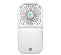 (White) Mini Portable Hanging Neck Fan Folding USB Small Fan Silent Charging Treasure Cooling Fan Battery Hand Held Desk Air Cooler