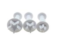 White Mini Star Shape Fondant Plunger Cutter Cake Biscuit Cookies Decorating Tool Fondant Mold (3Pcs) Convenient handled
