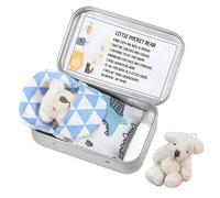 (white) Mini Teddy Bear In A Tin Box - Cute Plush Doll Toy For Kids - Pocket Size For Stress Relief - Perfect Gift For Birthdays, Christmas, Children's Day