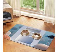 White Minimalist Background Fish Pet Feeding Mat Dog Cat Eating Food Absorbent Leather Tablecloth for and Water Bowl Waterproof No Stains Quick Dry Non-Slip 23.62 * 15.75IN
