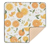 White Minimalist Fruits Oranges Soft Foam Baby Play mat Activity Gym for Indoor Outdoor Non-Toxic Foldable Activity Gym Mat for Newborns Babies Infants Toddlers, 50'' x 50''