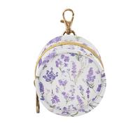 White Minimalist Purple Flowers Baby Pacifier Holder Case with Zipper and Clip Change Purse Key Holder, Baby Items Container Box