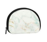 White Mint Green Marble Gold Gray Glam, Women's Storage Bag Shell Makeup Bag Small Coin Purse Shell Change Pouch