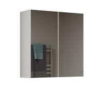 White Mirror Effect Double Bathroom Cabinet Mirrored (H)600mm (W)600mm Solid