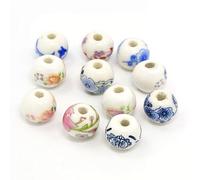 White/Mixed-Colour Porcelain Plain Round Beads 12mm Pack of 10 - Perfect for Jewellery Making and Crafting