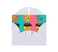 White MJHKXLJ 90's cup design Prints Pearlized Greeting Card - Envelope Included - Perfect for Christmas, Birthdays, Valentines, Weddings, and More