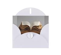White MJHKXLJ An open book. Prints Pearlized Greeting Card - Envelope Included - Perfect for Christmas, Birthdays, Valentines, Weddings, and More