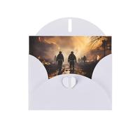 White MJHKXLJ Firefighters fighting fires Prints Pearlized Greeting Card - Envelope Included - Perfect for Christmas, Birthdays, Valentines, Weddings, and More
