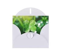 White MJHKXLJ four-leaf clover Prints Pearlized Greeting Card - Envelope Included - Perfect for Christmas, Birthdays, Valentines, Weddings, and More