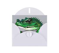 White MJHKXLJ Gator Lurking Green Prints Pearlized Greeting Card - Envelope Included - Perfect for Christmas, Birthdays, Valentines, Weddings, and More