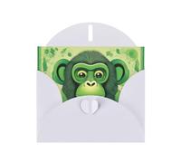 White MJHKXLJ Green Clever Monkey Prints Pearlized Greeting Card - Envelope Included - Perfect for Christmas, Birthdays, Valentines, Weddings, and More