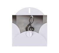 White MJHKXLJ Happy Notes Prints Pearlized Greeting Card - Envelope Included - Perfect for Christmas, Birthdays, Valentines, Weddings, and More