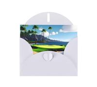 White MJHKXLJ Hawaii Beach Golf Course Prints Pearlized Greeting Card - Envelope Included - Perfect for Christmas, Birthdays, Valentines, Weddings, and More
