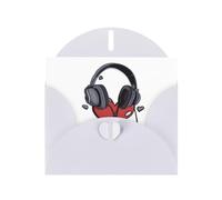 White MJHKXLJ Headphones that listen to your heart Prints Pearlized Greeting Card - Envelope Included - Perfect for Christmas, Birthdays, Valentines, Weddings, and More