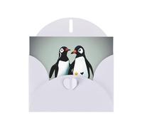 White MJHKXLJ I Love Penguins Prints Pearlized Greeting Card - Envelope Included - Perfect for Christmas, Birthdays, Valentines, Weddings, and More