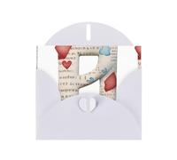 White MJHKXLJ I love you letter print Prints Pearlized Greeting Card - Envelope Included - Perfect for Christmas, Birthdays, Valentines, Weddings, and More