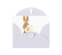 White MJHKXLJ Kiss the Bunny Prints Pearlized Greeting Card - Envelope Included - Perfect for Christmas, Birthdays, Valentines, Weddings, and More