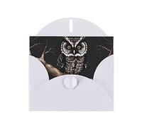 White MJHKXLJ Late Night Owl Prints Pearlized Greeting Card - Envelope Included - Perfect for Christmas, Birthdays, Valentines, Weddings, and More