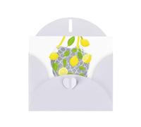 White MJHKXLJ Lemons falling from the net bag Prints Pearlized Greeting Card - Envelope Included - Perfect for Christmas, Birthdays, Valentines, Weddings, and More