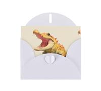 White MJHKXLJ Little crocodile with open mouth Prints Pearlized Greeting Card - Envelope Included - Perfect for Christmas, Birthdays, Valentines, Weddings, and More