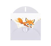 White MJHKXLJ Little fox flying in the starry sky Prints Pearlized Greeting Card - Envelope Included - Perfect for Christmas, Birthdays, Valentines, Weddings, and More