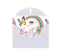 White MJHKXLJ Little girl dancing under the rainbow Prints Pearlized Greeting Card - Envelope Included - Perfect for Christmas, Birthdays, Valentines, Weddings, and More