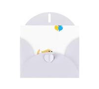 White MJHKXLJ Little golden retriever chasing balloons Prints Pearlized Greeting Card - Envelope Included - Perfect for Christmas, Birthdays, Valentines, Weddings, and More