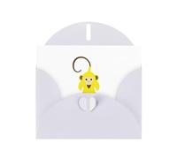 White MJHKXLJ Little monkey in banana clothes Prints Pearlized Greeting Card - Envelope Included - Perfect for Christmas, Birthdays, Valentines, Weddings, and More
