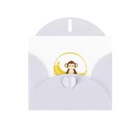 White MJHKXLJ Little monkey in the shopping basket Prints Pearlized Greeting Card - Envelope Included - Perfect for Christmas, Birthdays, Valentines, Weddings, and More