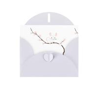 White MJHKXLJ Little mouse on magnolia branch Prints Pearlized Greeting Card - Envelope Included - Perfect for Christmas, Birthdays, Valentines, Weddings, and More