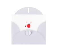 White MJHKXLJ Little mouse sitting on cherries Prints Pearlized Greeting Card - Envelope Included - Perfect for Christmas, Birthdays, Valentines, Weddings, and More